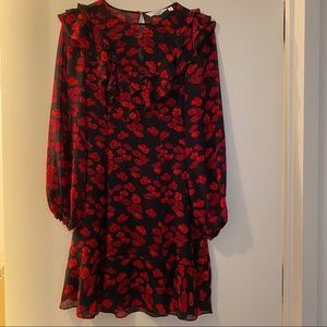 Floral long sleeved mini dress